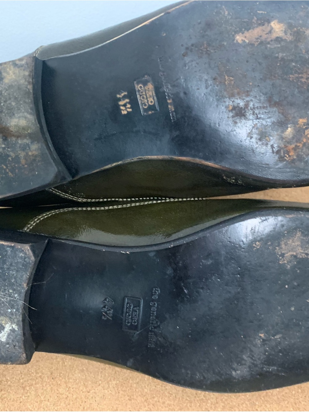 Vintage The Generic Man Men's Olive Green Leather Lace-Up Dress Shoes Sz. 44.5 - Picture 7 of 8